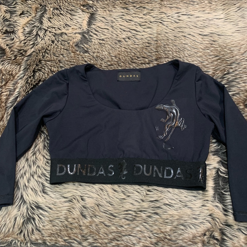 DUNDAS Noor Black logo Crop top Size M